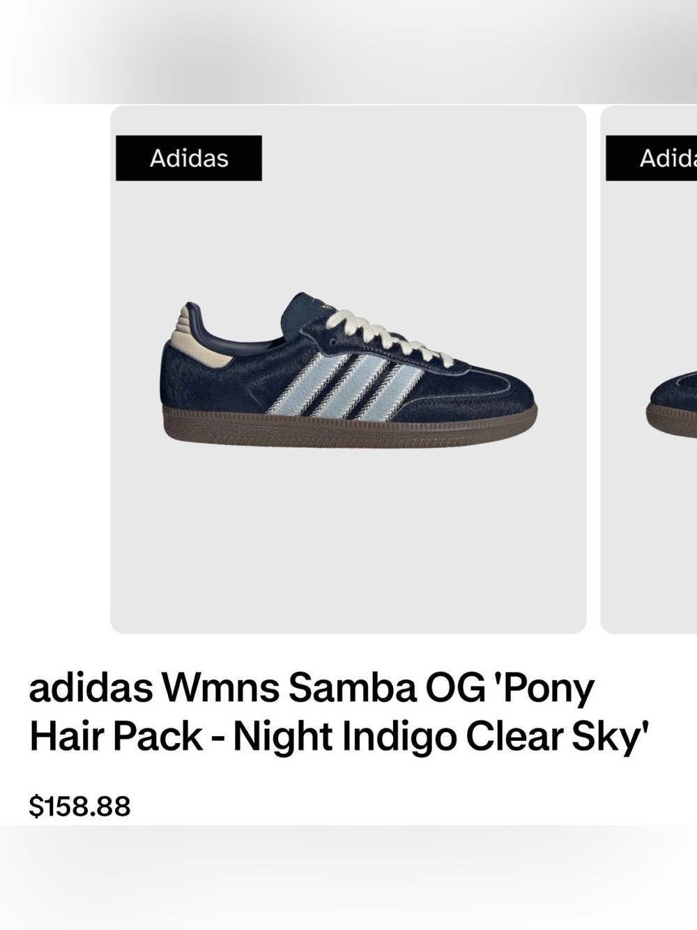 Adidas Samba OG Night Indigo Clear Sky - Women’s size 8, worn twice. Box. 📦